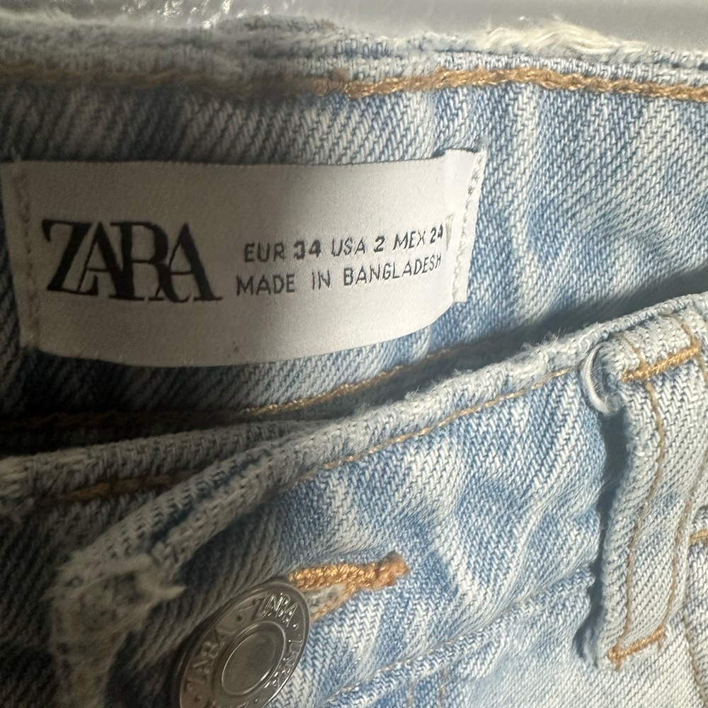Zara Light Blue Denim Pants Baggy Light Wash 2 - Picture 3 of 8